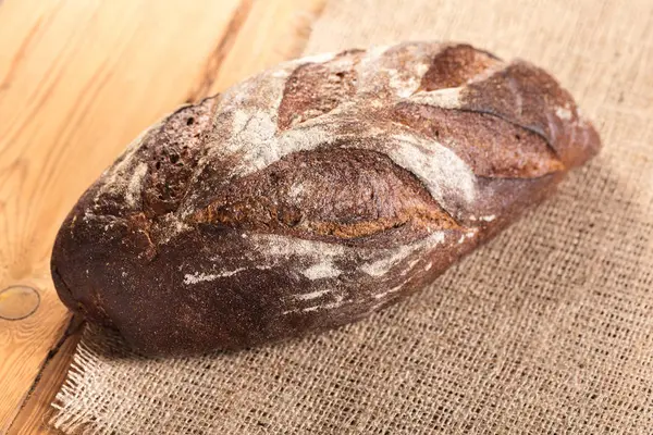 Close Van Het Brood Een Houten Achtergrond Rustieke Stijl — Stockfoto