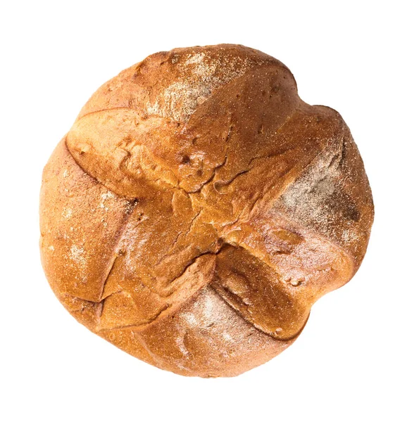 Круглий Хліб Крупним Планом Білому Ізольованому Фоні — стокове фото