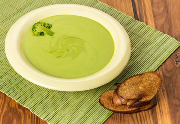 Cream Soup Puree Green Peas Broccoli — Stock Photo, Image