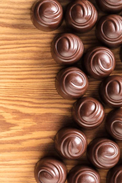Chocolate Candys Closeup Wooden Background — Stock Photo, Image