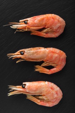 siyah bir zemin üzerine taze deniz ürünleri Karides yakın çekim