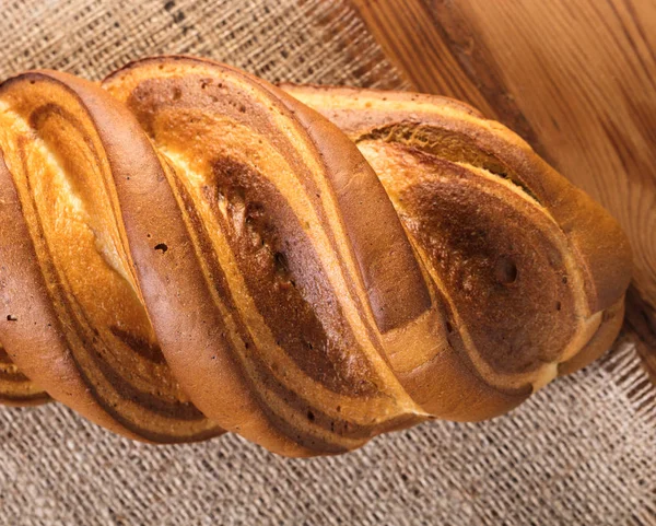 Close Van Het Brood Een Houten Achtergrond Rustieke Stijl — Stockfoto