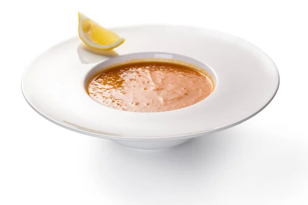 Carrot Cream Soup Puree White Background — Stock Photo, Image