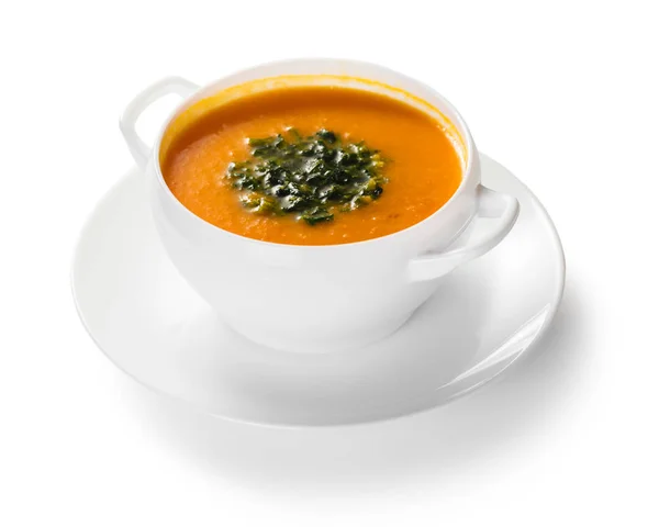Carrot Cream Soup Puree White Background — Stock Photo, Image