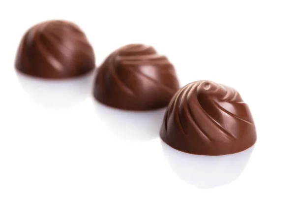 Doces Chocolate Close Isolado Fundo Branco — Fotografia de Stock