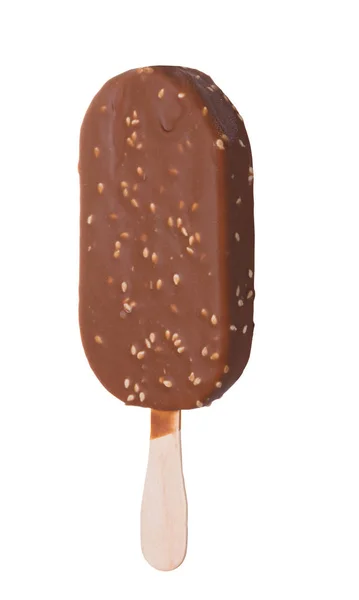 초콜렛 유약에 막대기에 아이스크림 화이트 — 스톡 사진