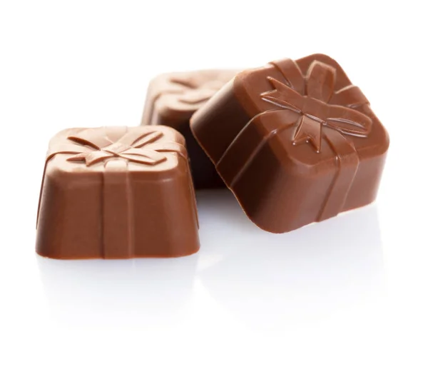Doces Chocolate Close Isolado Fundo Branco — Fotografia de Stock