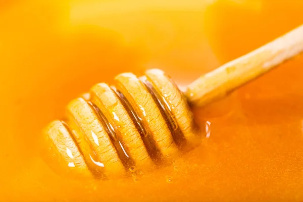 Food Background Wooden Spoon Honey Close Seup — стоковое фото