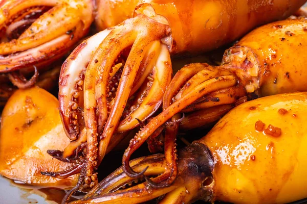 Gıda arka plan doku pişmiş kalamar yakın çekim