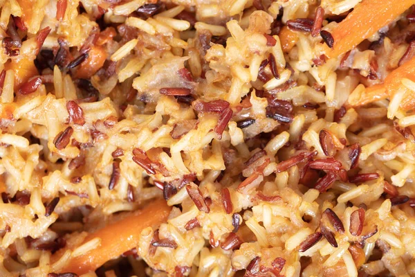 Lebensmittel Hintergrund Von Gekochtem Reis Textur Nahaufnahme — Stockfoto