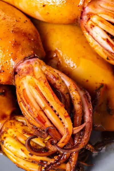 Gıda arka plan doku pişmiş kalamar yakın çekim