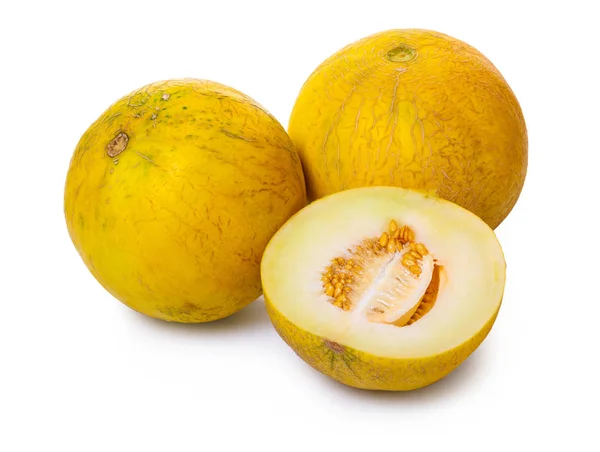 Reife Melone Nahaufnahme Auf Weißem Isolierten Hintergrund — Stockfoto