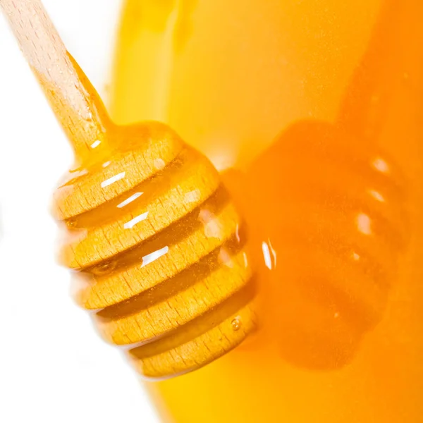 Food Background Wooden Spoon Honey Close Seup — стоковое фото