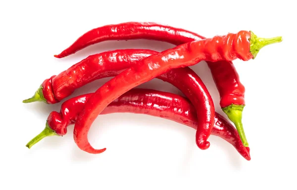 Rode Hot Chili Peper Witte Geïsoleerde Achtergrond — Stockfoto