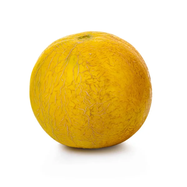 Zbliżenie Dojrzały Melon Białym Tle Białym Tle — Zdjęcie stockowe