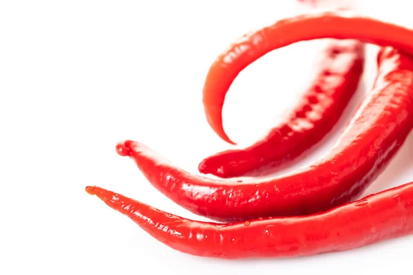 Rode Hot Chili Peper Witte Geïsoleerde Achtergrond — Stockfoto