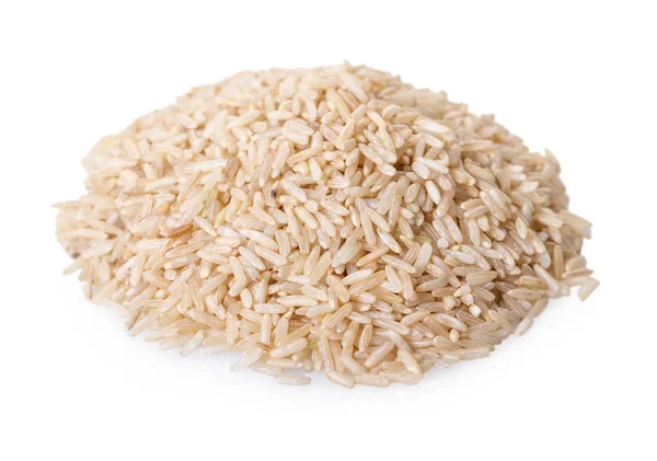 Brown Unpolished Rice White Isolated Background — Stock Photo, Image