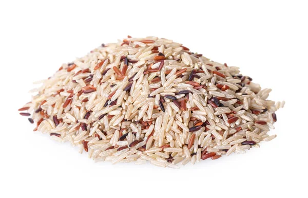 Assorted Rice Closeup White Isolated Background — Stock Photo, Image