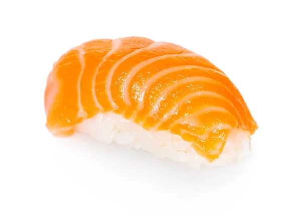 Japans Eten Sushi Met Zalm Geïsoleerd Witte Achtergrond — Stockfoto