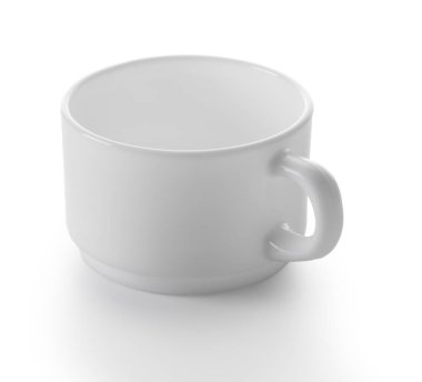 beyaz izole arka plan üzerinde yeni porselen kupa