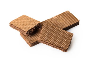 beyaz izole arka plan üzerinde çikolata waffle yakın çekim