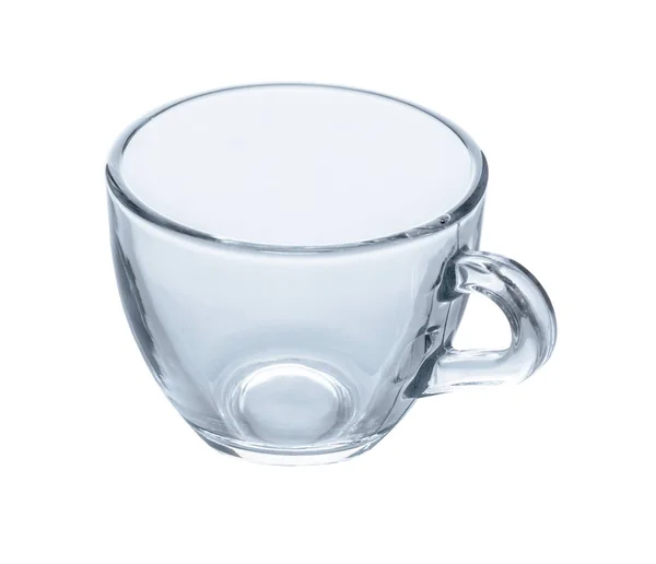 Tazza Vetro Vuota Con Una Maniglia Sfondo Bianco Isolato — Foto Stock