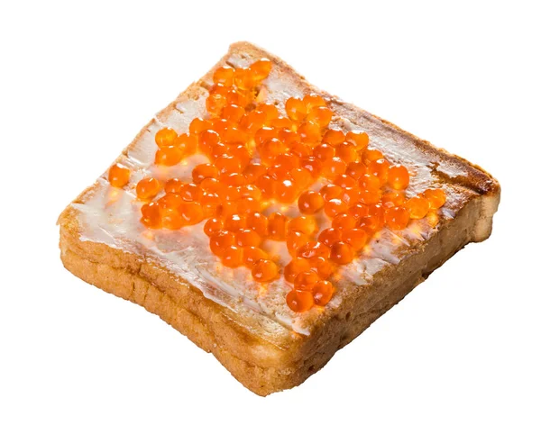 Toast Beurre Caviar Sur Fond Blanc Isolé — Photo