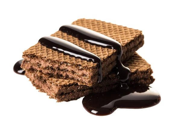 Waffles Chocolate Close Fundo Isolado Branco — Fotografia de Stock
