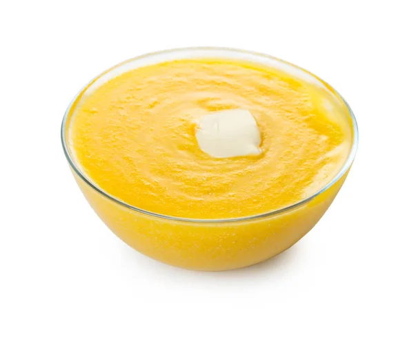 Gekochte Maisgrütze Mit Butter Auf Weißem Isolierten Hintergrund — Stockfoto