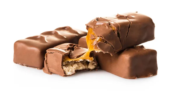 Barras Chocolate Primer Plano Sobre Fondo Blanco Aislado —  Fotos de Stock
