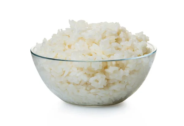Cooked Rice Bowl White Isolated Background — Stock Photo, Image