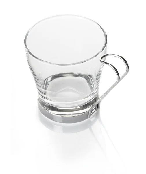 Empty Glass Mug Handle White Isolated Background — Stock Photo, Image