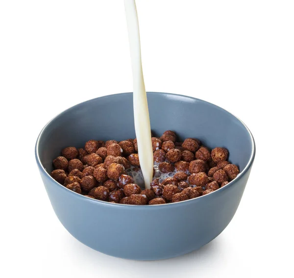 Müslibällchen Mit Kakao Milch Auf Weißem Isolierten Hintergrund — Stockfoto