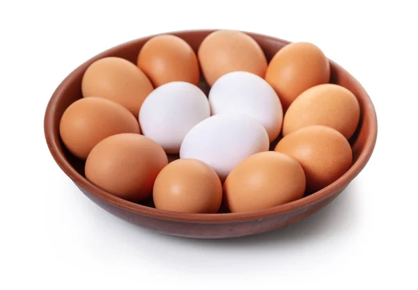 Ovos Galinha Tigela Fundo Isolado Branco — Fotografia de Stock