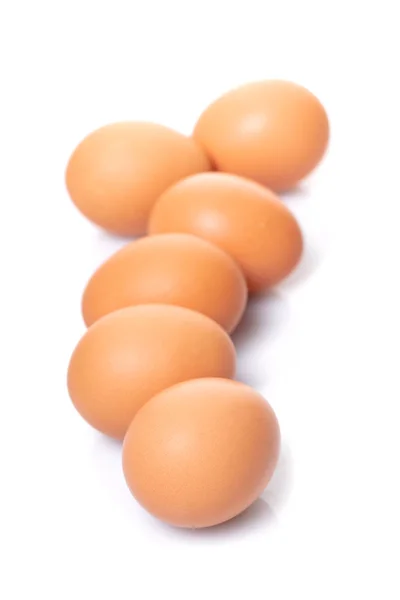 Ovos Galinha Closeup Fundo Isolado Branco — Fotografia de Stock