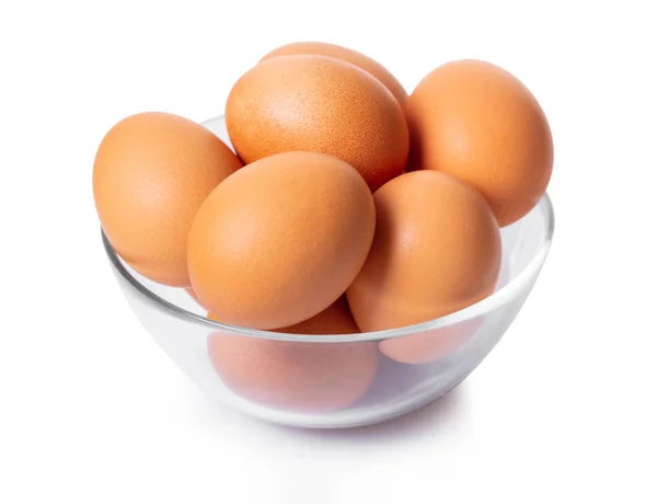 Куриные Яйца Миске Белом Изолированном Фоне — стоковое фото
