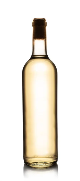 Пляшка Білого Вина Білому Ізольованому Фоні — стокове фото