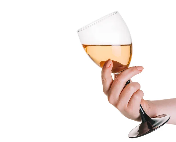 bir el izole arka plan üzerinde beyaz şarap