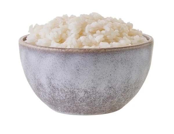 Boiled Rice Bowl Clipping Path White Isolated Background — Stock Photo, Image