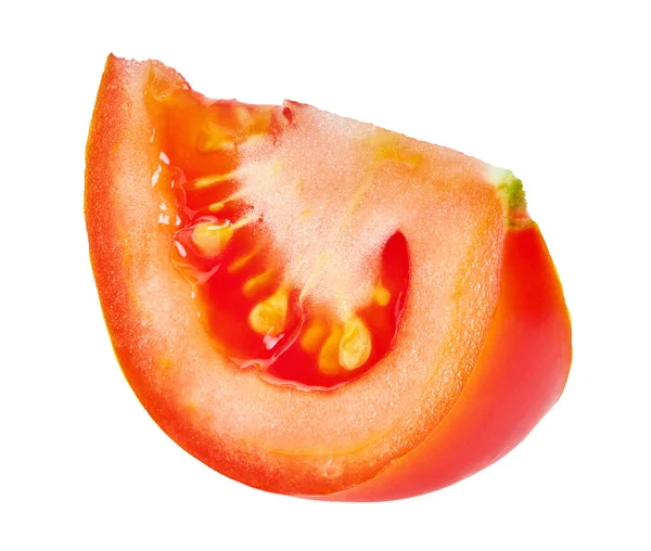 Plasterek Pomidora Białym Izolowanym Tle Ścieżką Wycinania — Zdjęcie stockowe