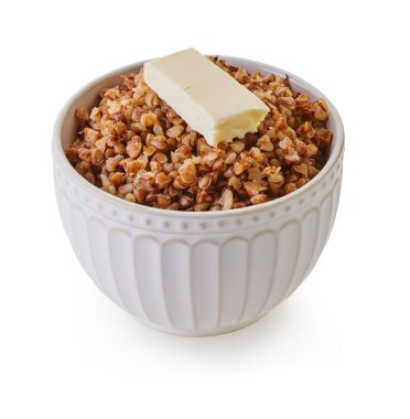 kırpma yolu ile kaynamış karabuğday, beyaz izole arkaplan                               