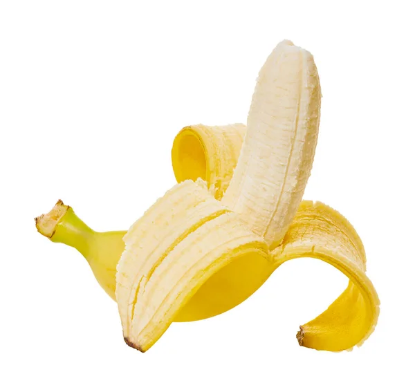 Peeled Banana White Isolated Background Clipping Path — Stock Photo, Image