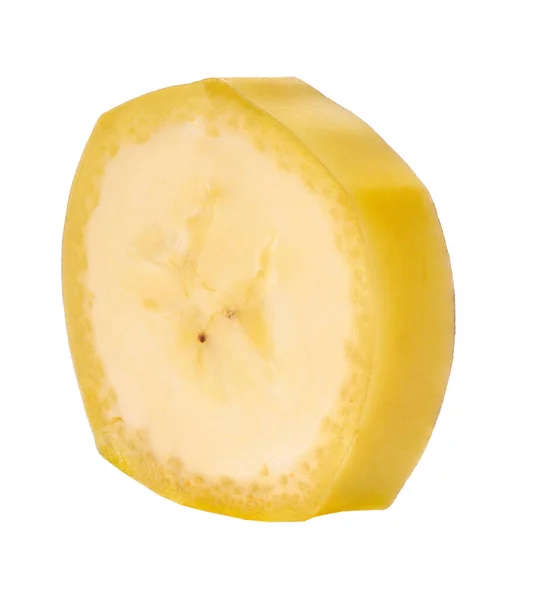 Banánszelet Fehér Elszigetelt Háttérrel Vágási Útvonallal — Stock Fotó