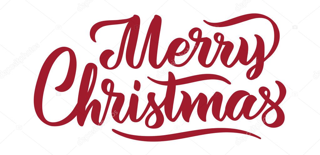 Merry Christmas - hand-written text, typography, calligraphy, lettering