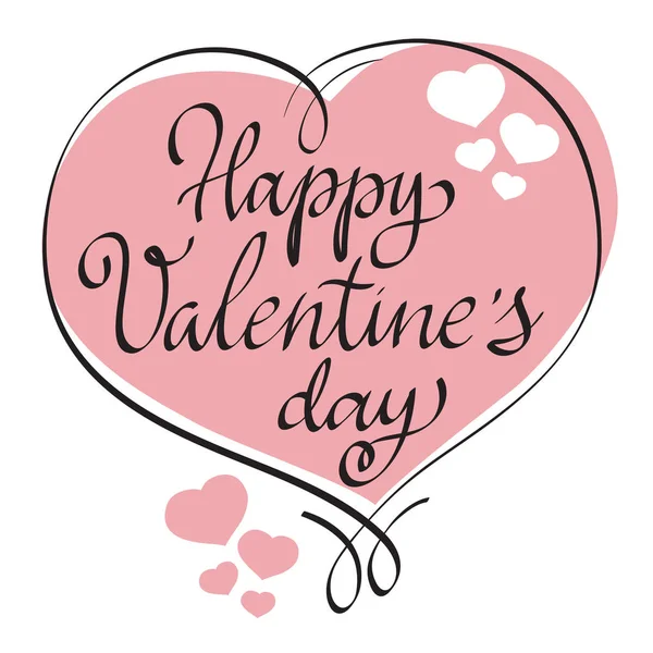 Kézzel rajzolt üdvözlőlap design elem boldog Valentin-napot és szív alakú keret. — Stock Vector
