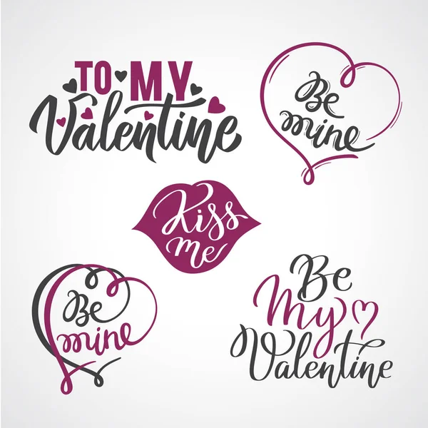 Valentin-nap kártya kalligrafikus Aktualitások gyűjteménye — Stock Vector