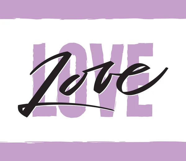 Word Love writing - Valentine lettering text, callygraphy. Hand written words for valentine day, wedding and birthday card, stamp. Two colors. vector — ストックベクタ