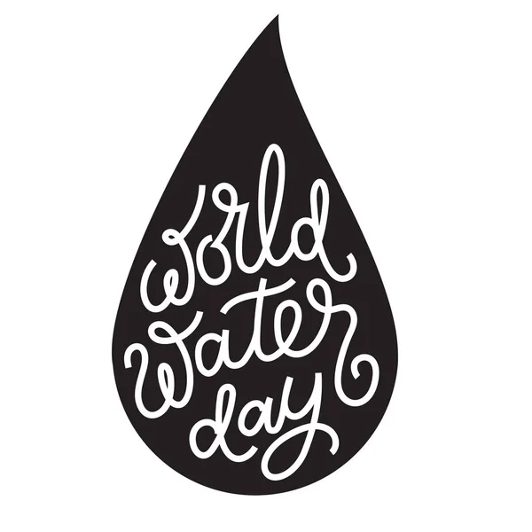 Journée mondiale de l'eau inscription manuscrite en forme de goutte d'eau cadre . — Image vectorielle