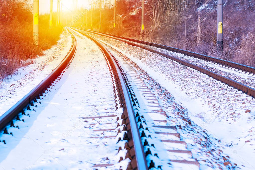 Railroad tracks in winter