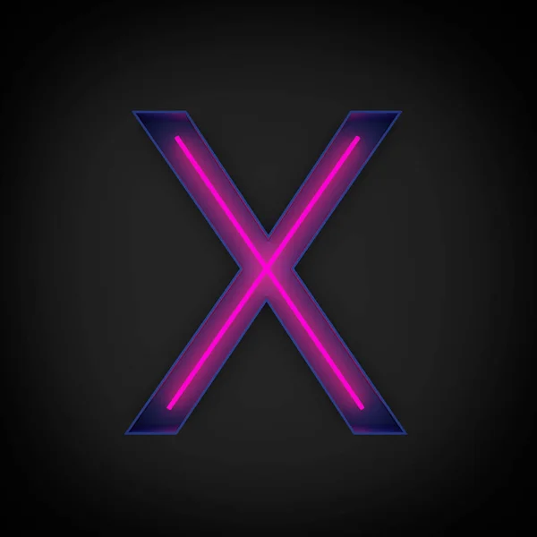 3Dレンダリング ネオンレッドの大文字Xは 青の文字の中に 黒の背景に点灯 — ストック写真